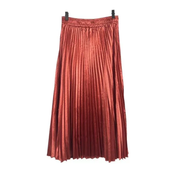 Love Poem by Block Shiny Pleated Midi Skirt Size Large - Picture 3 of 4